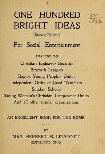 One hundred bright ideas (second edition) for social entertainment