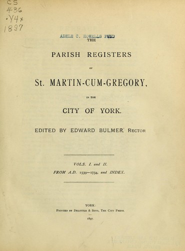 The parish registers of St. Martin-cum-Gregory