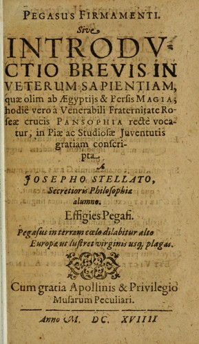 Pegasus firmamenti, sive, Introdvctio brevis in veterum sapientiam