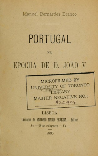 Portugal na epocha de D. João v.