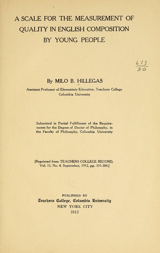 A scale for the measurement of quality in English composition by young people