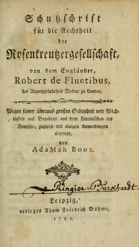 Schutzschrift für die aechtheit der Rosenkreutzergesellschaft