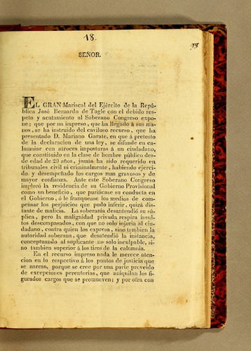 Señor. El gran mariscal del Ejército de la República José Bernardo de Tagle