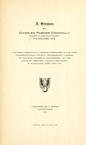 A sermon by Charles Parker Connolly ...