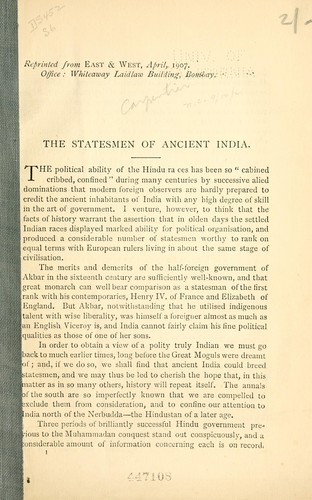 The statesmen of ancient India