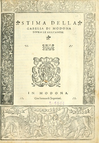 Stima della gabella di Modona sopra le mercantie.