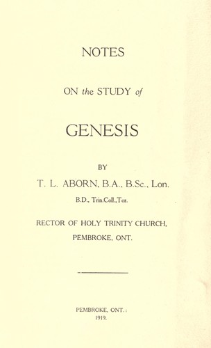 Notes on the study of Genesis