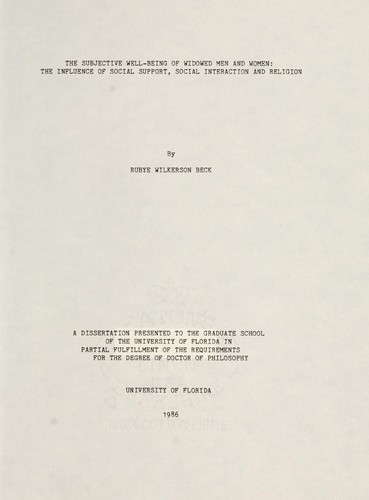The subjective well-being of widowed men and women