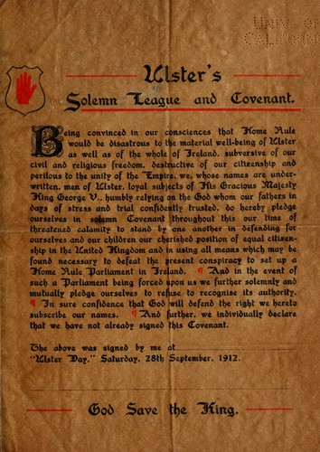 Ulster's solemn league and covenant ... Saturday, 18th September, 1912.