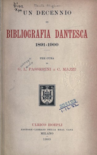 Un decennio di bibliografia dantesca, 1891-1900