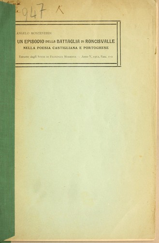 Un episodio della Battaglia di Roncisvalle nella poesia castigliana e portoghese