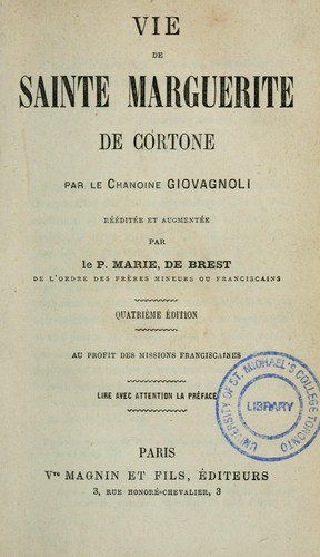 Vie de Sainte Marguerite de Cortone