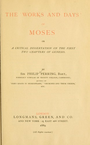 The 'works and days' of Moses