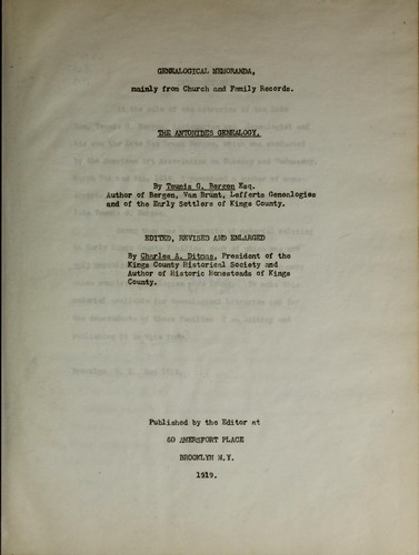 Genealogical memoranda