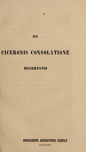De Ciceronis consolatione