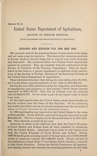 Imports and exports for 1893 and 1894