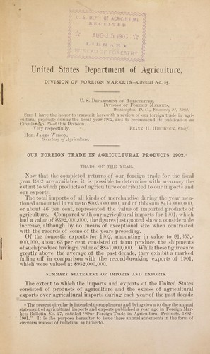 Our foreign trade in agricultural products, 1902