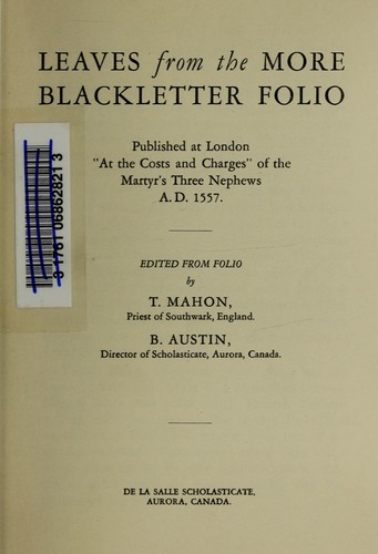 Leaves from the More blackletter folio