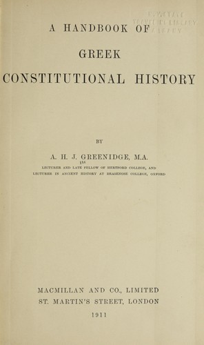 A handbook of Greek constitutional history