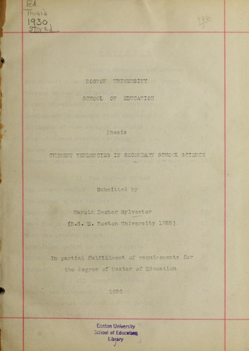 Current tendencies in secondary school science