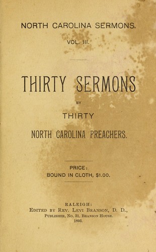 Thirty sermons by thirty North Carolina preachers