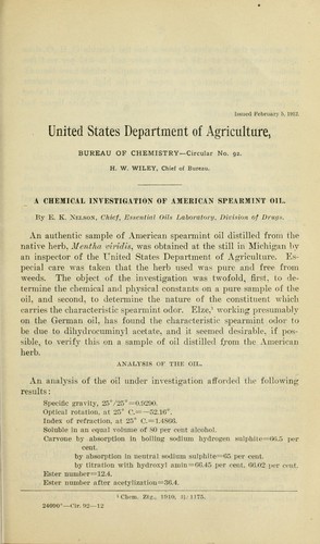 A chemical investigation of American spearmint oil