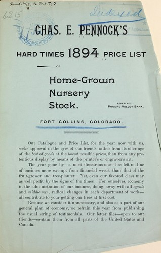 Chas. E. Pennock's hard times price list of home-grown nursery stock