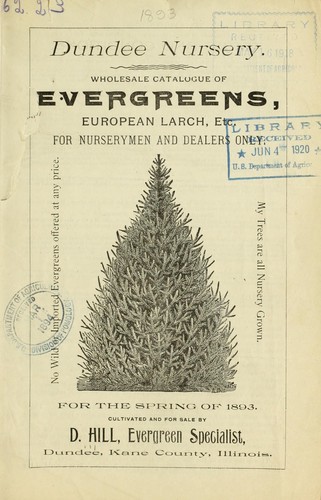 Wholesale catalogue of evergreens, European larch, etc. for nurserymen and dealers only