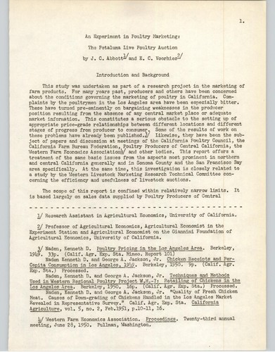 An experiment in poultry marketing