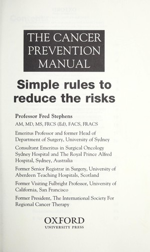The cancer prevention manual