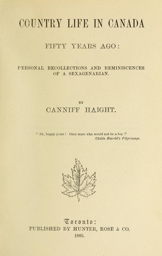 Country life in Canada fifty years ago