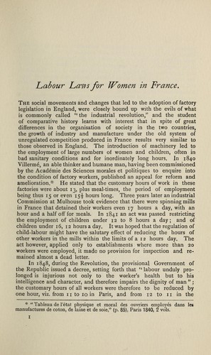 Labour laws for women in France.