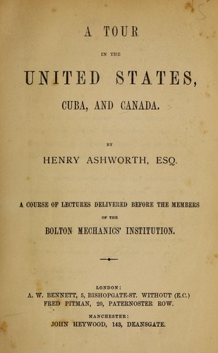 A tour in the United States, Cuba, and Canada