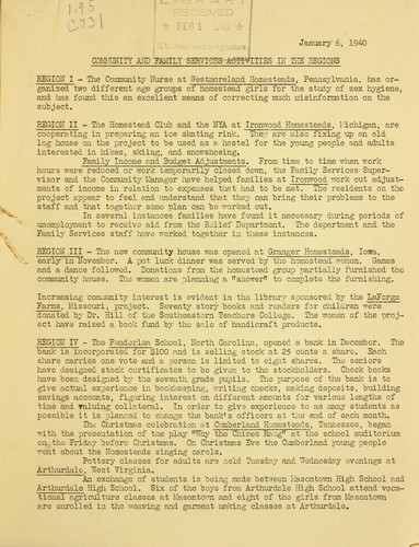 Community and family services bulletin in the regions