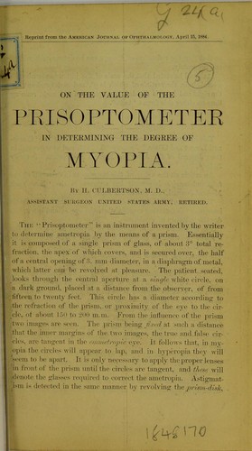 On the value of the prisoptometer in determining the degree of myopia