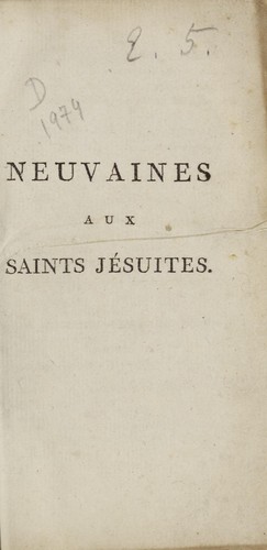 Neuvaines en l'honneur des saints de la Compagnie de J©♭sus
