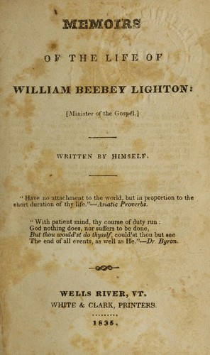 Memoirs of the life of William Beebey Lighton