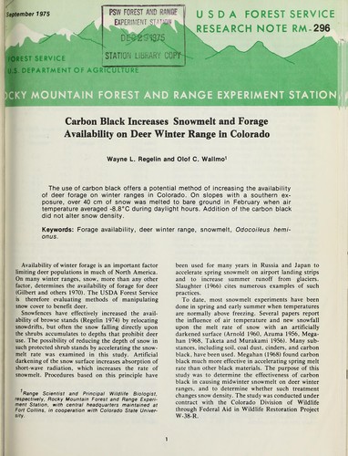 Carbon black increases snowmelt and forage availability on Deer Winter Range in Colorado