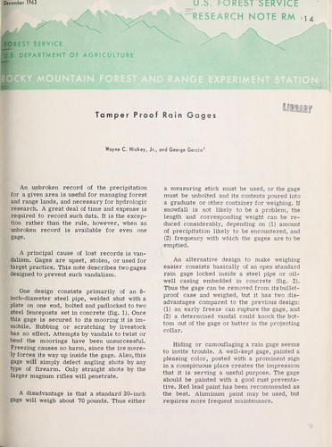 Tamper proof rain gages