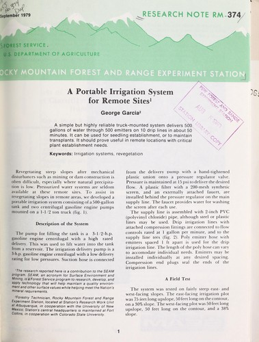 A portable irrigation system for remote sites