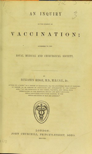 An inquiry on the subject of vaccination