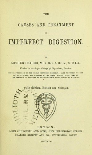 The causes and treatment of imperfect digestion
