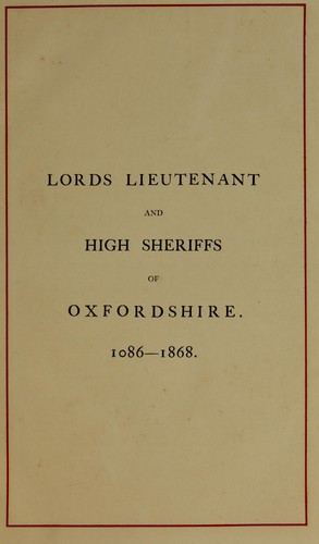 Lords lieutenant and high sheriffs of Oxfordshire.