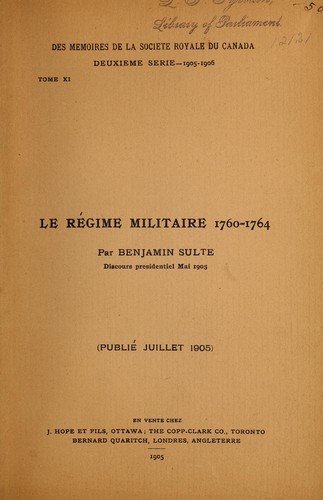 Le régime militaire, 1760-1764