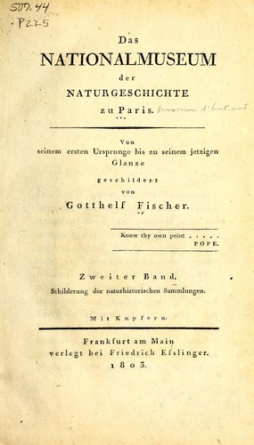 Das Nationalmuseum der Naturgeschichte zu Paris