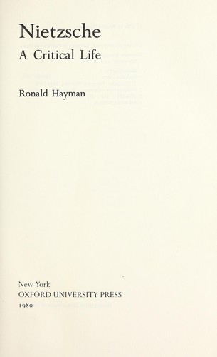 Nietzsche, a critical life