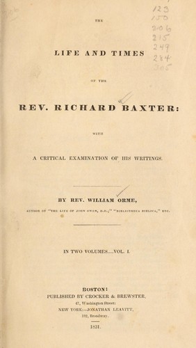 The life and times of the Rev. Richard Baxter