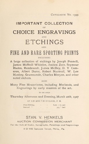 Important collection of choice engravings and etchings and fine and rare sporting prints