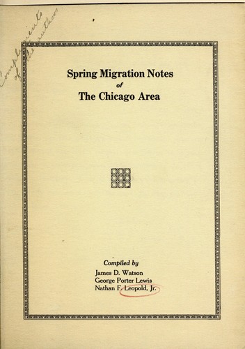 Spring migration notes of the Chicago area