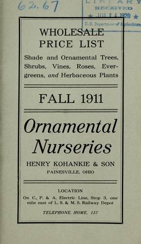 Wholesale price list [for] shades and ornamental trees, shrubs, vines, roses, evergreens and herbaceous plants